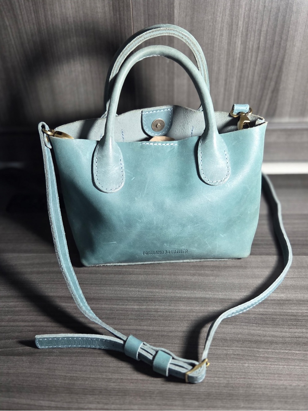Portland Leather raindrop Mini Tote Bag Crossbody Style